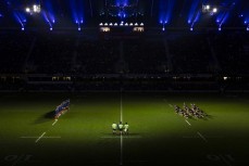 The All Blacks perform the Haka ahead of the All Blacks v France Lipovitan-D July Series, Forysth Barr Stadium, Dunedin, New Zealand, Saturday, 05 July 2025. (Photo by Derek Morrison / action press)