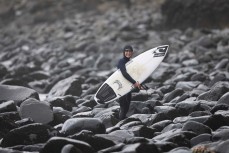 Zara Owen makes the most of an east swell at Whareakeake, Dunedin, New Zealand.