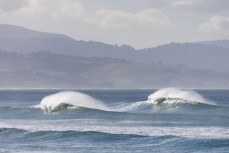 Lineup during a punchy swell on the South Coast near Dunedin, New Zealand.