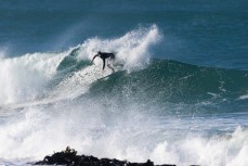Flint Sherborne-France during a punchy swell on the South Coast near Dunedin, New Zealand.