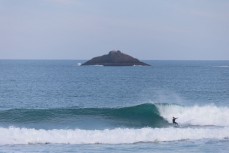 Keo Morrison making the most of the superbank at St Clair, Dunedin, New Zealand.