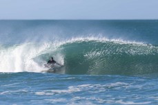 Jim Tyson chose a tough day to get back in the brine after 18 months out, during a punchy swell on the South Coast near Dunedin, New Zealand.