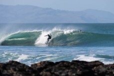 Flint Sherborne-France during a punchy swell on the South Coast near Dunedin, New Zealand.