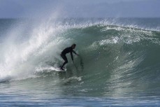 Keo Morrison during a punchy swell on the South Coast near Dunedin, New Zealand.