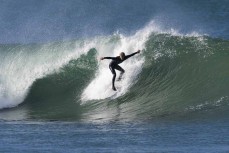 Keo Morrison during a punchy swell on the South Coast near Dunedin, New Zealand.