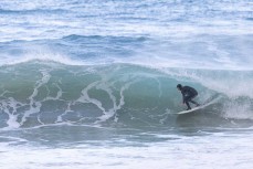 Nate Florence during a southerly swell at a beach break on the Otago Peninsula, Dunedin, New Zealand.
