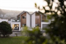 Soft evening  light on a new apartment building at St Clair, Dunedin, New Zealand.