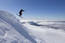 Kenny Mutton enjoying a sunny day at Treble Cone ski field, Wanaka, New Zealand.