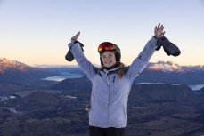 Rewa Morrison night skiing at Coronet Peak ski field, Queenstown, Central Otago, New Zealand.