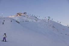 Night skiing at Coronet Peak ski field, Queenstown, Central Otago, New Zealand.