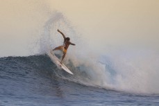 George Roberts makes the most of a clean swell wrapping into a remote right hand reefbreak in the Mentawai Islands, Sumatra, Indonesia.