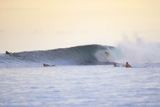 George Roberts makes the most of a clean swell wrapping into a remote right hand reefbreak in the Mentawai Islands, Sumatra, Indonesia.