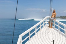 The legendary Phil Isaac with a break all to himself in the Mentawai Islands, Sumatra, Indonesia.