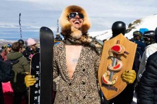 Zephyr Lovelock wins the Board House snow skate invitational during the Mini Pipe World Champs held in spring at Cardrona ski field, Cardrona Valley, Wanaka, New Zealand.