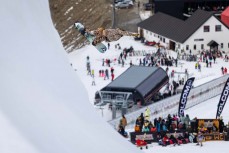Zephyr Lovelock makes the most of life during the Mini Pipe World Champs held in spring at Cardrona ski field, Cardrona Valley, Wanaka, New Zealand.