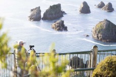 Photographer and author Barbara Newton at Nugget Point  on the Catlins coast in New Zealand. Photo: Derek Morrison