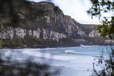 Spring lineup at a remote beach break on the Catlins coast, Otago, New Zealand. Photo: Derek Morrison