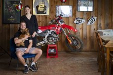 Pro rider Josiah Natzke, of Honda Motul Racing NZ Team, with his pregnant wife Tayla ahead of the 2026 Yamaha New Zealand Motocross Championships at Moto Central near Huntly, Waikato, New Zealand. Photo: MNZ/Derek Morrison