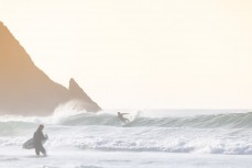 Keo Morrison making the most of a fun swell at Blackhead, Dunedin, New Zealand. Photo: Derek Morrison