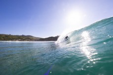 Dursty gets tubed during a fun swell at Blackhead, Dunedin, New Zealand. Photo: Derek Morrison