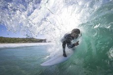 Keo Morrison during a fun swell at Blackhead, Dunedin, New Zealand. Photo: Derek Morrison