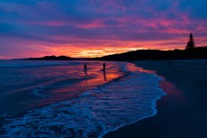 Sunset at a beachbreak near Okitu, Gisborne, Eastland, New Zealand.