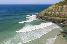 The lineup at Second Beach near St Clair, Dunedin, New Zealand.