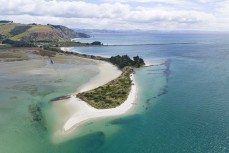 Clear blue water at Aramoana and the Otago Harbour mouth, Otago Peninsula, Dunedin, New Zealand.