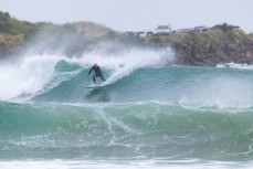 Jordan Durst loving a new swell on the north coast of Dunedin, New Zealand.