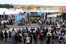 The podium at Motofest Round 3 of the 2026 New Zealand Super Bike Championships held at Hampton Downs, Te Kauwhata, Waikato, New Zealand, March 7-8, 2026. Photo: MNZ/Derek Morrison