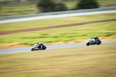 Luca Durning #12 and Rogan Chandler #15 battle at Motofest Round 3 of the 2026 New Zealand Super Bike Championships held at Hampton Downs, Te Kauwhata, Waikato, New Zealand, March 7-8, 2026. Photo: MNZ/Derek Morrison
