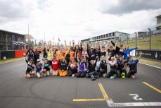 Women from racers to mechanics, admin to governance and more gather on the start grid at Hampton Downs racetrack to celebrate women in motorcycling on International Women's Day at Motofest Round 3 of the 2026 New Zealand Super Bike Championships held at Ha