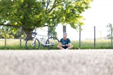 Olympic medalist Bryony Botha styops for a rest during a ride along the cycle routes and roads around Te Miro and Cambridge in Waikato, New Zealand. Photo: Derek Morrison