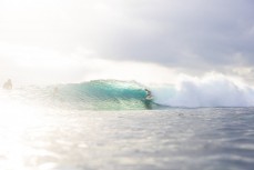 A surfer gets tubed at Lacerations at Nusa Lembongan, Indonesia.