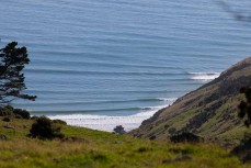 The lineup during a swell on the north coast of Dunedin, New Zealand.