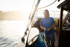 Chris "Scuzz" Scurrah aboard the Mahogany in the Mentawai Islands, Sumatra, Indonesia.
