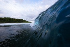 Lineup at a remote reef break in the Mentawai Islands, Sumatra, Indonesia.