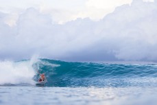 Campbell Pritchard down the line in the Mentawai Islands, Sumatra, Indonesia.