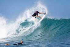 Off the top in the Mentawai Islands, Sumatra, Indonesia.
