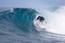 Brett Wood gets tubed at the Mentawai Islands, Sumatra, Indonesia.