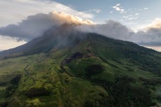 Mount Sinabung (2460m) is an active stratovolcano consisting of andesite and dacite in the Karo plateau of Karo Regency, North Sumatra, Indonesia, 40 kilometres from Lake Toba. Many old lava flows are on its flanks and the last known eruption, before recen