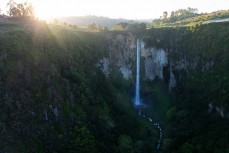 Sipiso Piso waterfall plummets 120m to the valley floor near the northern reaches of Lake Toba, Northern Sumatra, Indonesia.