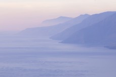 Sunrise view of Lake Toba from Taman Simalem in the Merek Hills, Lake Toba, Northern Sumatra, Indonesia.