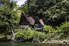 Traditional architecture at Tuktuk Siadong on Samosir Island, Lake Toba, Northern Sumatra, Indonesia.