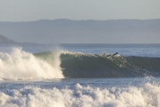Keo Morrison makes the most of a wintry session at Blackhead, Dunedin, New Zealand.Photo: Derek Morrison