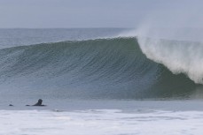 Lineup during a winter swell at a remote beachbreak near Dunedin, New Zealand.Photo: Derek Morrison