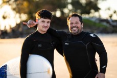 Nico and Matias Poblete at a break near Coolangatta on the Gold Coast, Queensland, Australia.