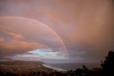 Double rainbow over St Clair Beach, Dunedin, New Zealand.